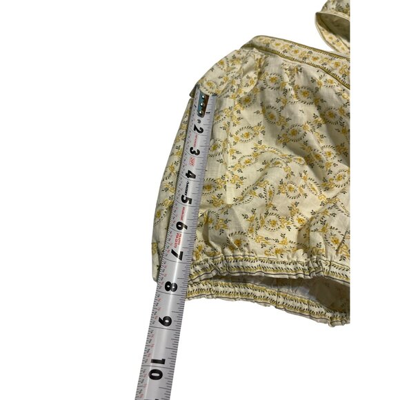 Max Studio London 1X Floral Yellow & White Boho Blouse With Puff Sleeves New - Picture 7 of 12